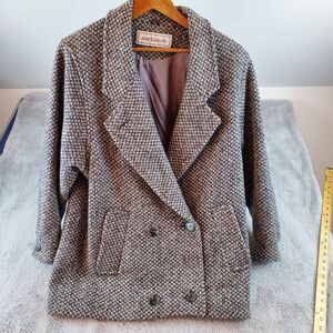 Vintage Mackintosh Wool Coat Woman Sz Large New England Tweed Houndstooth Jacket